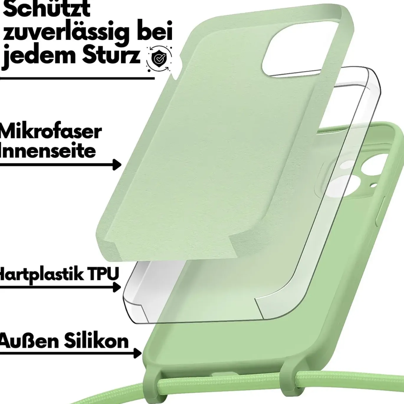 iPhone 15 Plus - Umhängehülle mit Kameraschutz