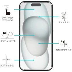 iPhone 15 Plus - 2x 9H Panzer Glasfolie, Displayfolie