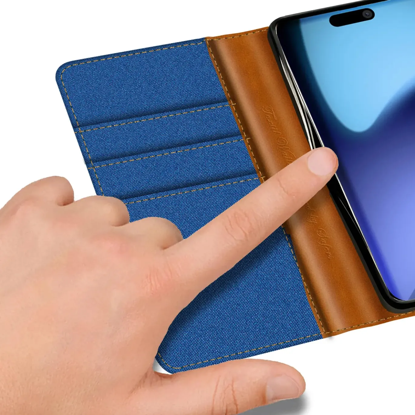 iPhone 17 Pro - Jeanslook Klapphülle mit Kartenfach