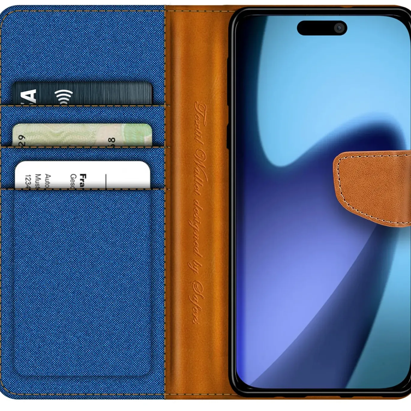 iPhone 17 Pro - Jeanslook Klapphülle mit Kartenfach