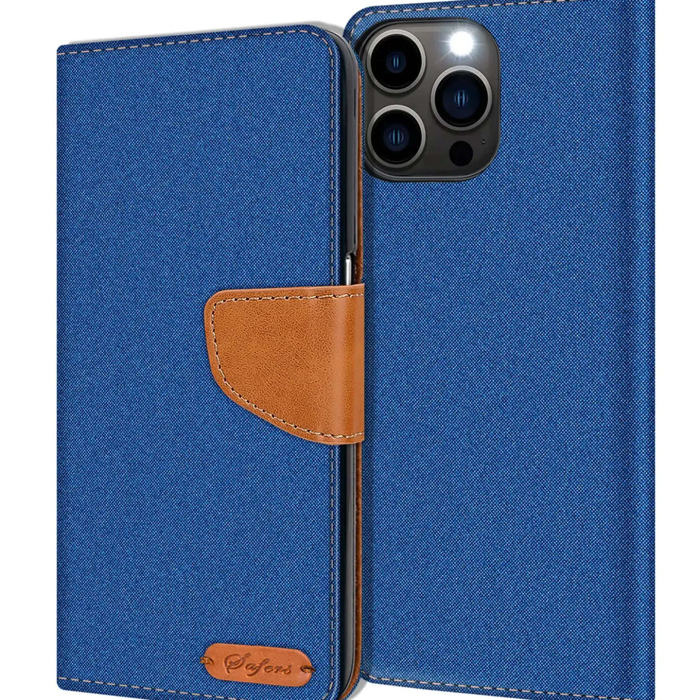 iPhone 13 Pro - Jeanslook Klapphülle mit Kartenfach