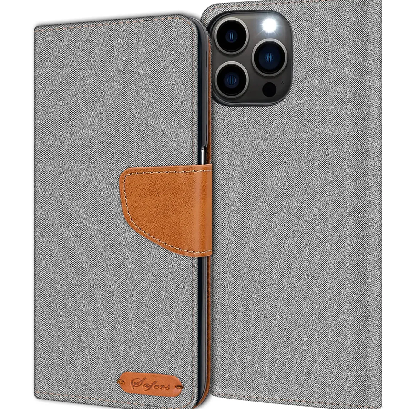 iPhone 13 Pro - Jeanslook Klapphülle mit Kartenfach