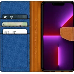 iPhone 13 Pro - Jeanslook Klapphülle mit Kartenfach