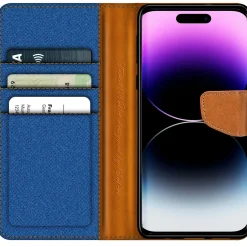 iPhone 15 Pro - Jeanslook Klapphülle mit Kartenfach