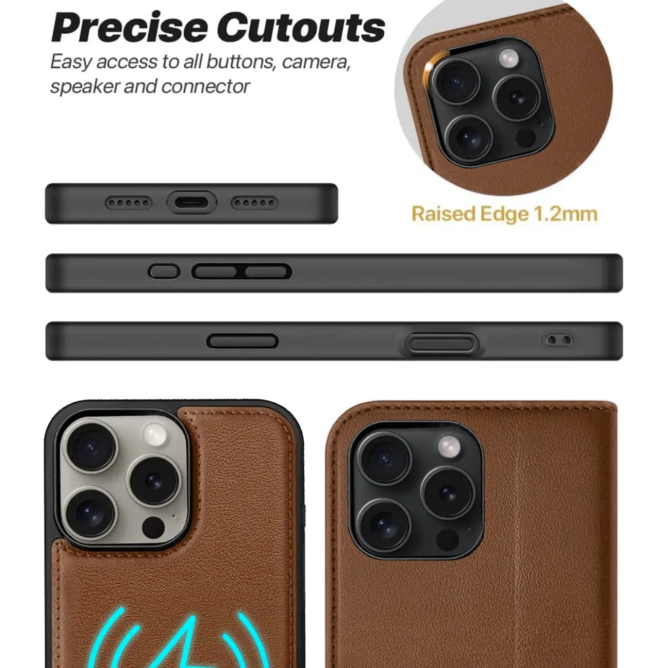 iPhone 15 Pro - Klapphülle mit Kartenfächern & MagSafe-Kompatibilität