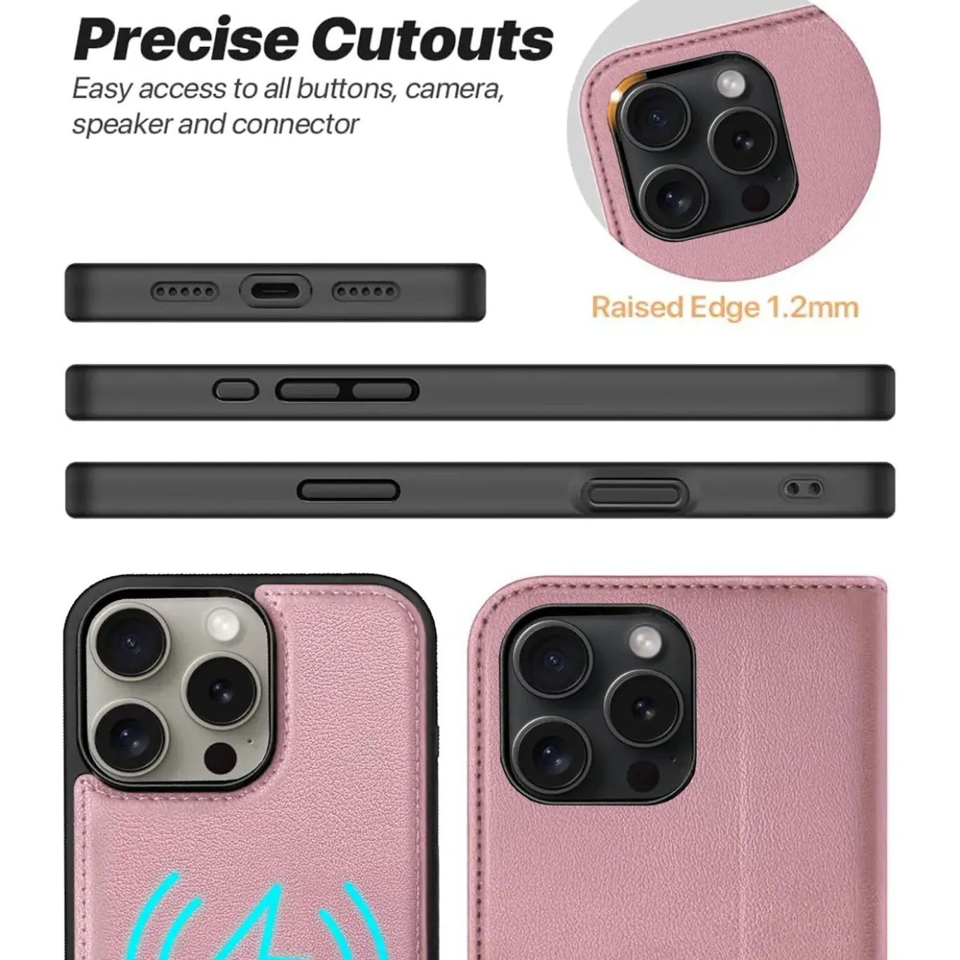 iPhone 15 Pro - Klapphülle mit Kartenfächern & MagSafe-Kompatibilität