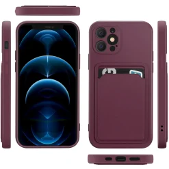 iPhone 12 Pro - Silikonhülle mit Kartenfach & Kameraschutz