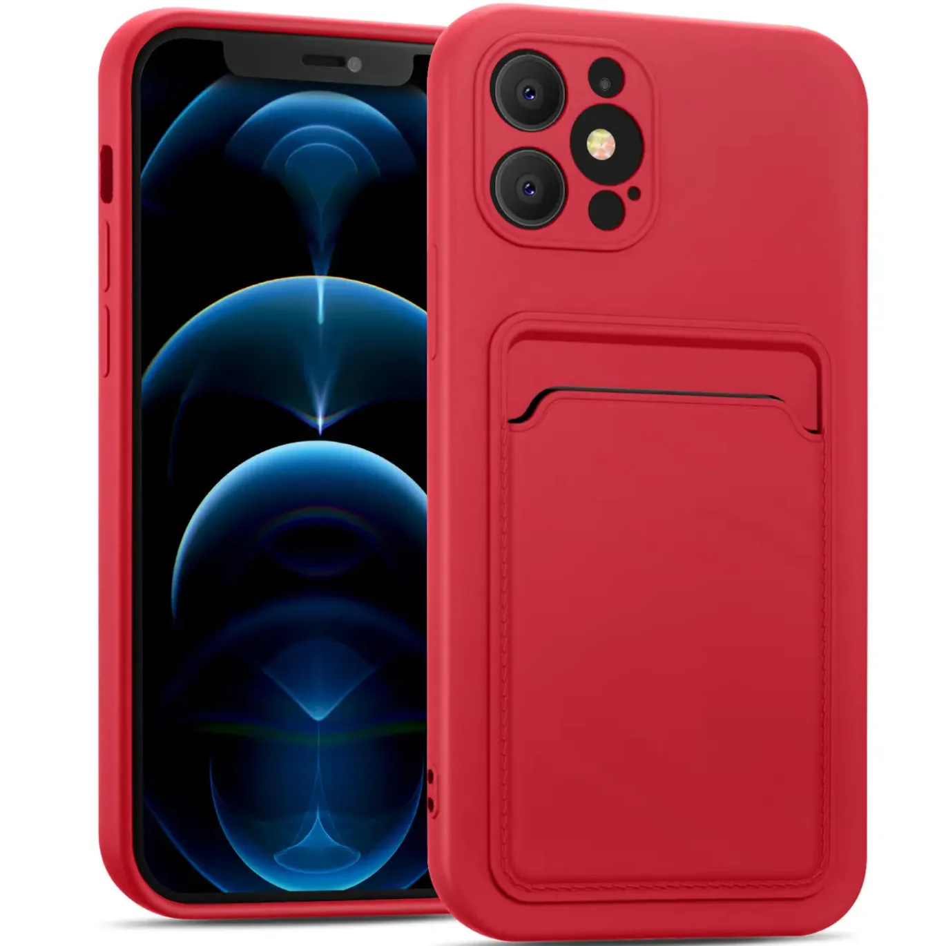 iPhone 12 Pro - Silikonhülle mit Kartenfach & Kameraschutz
