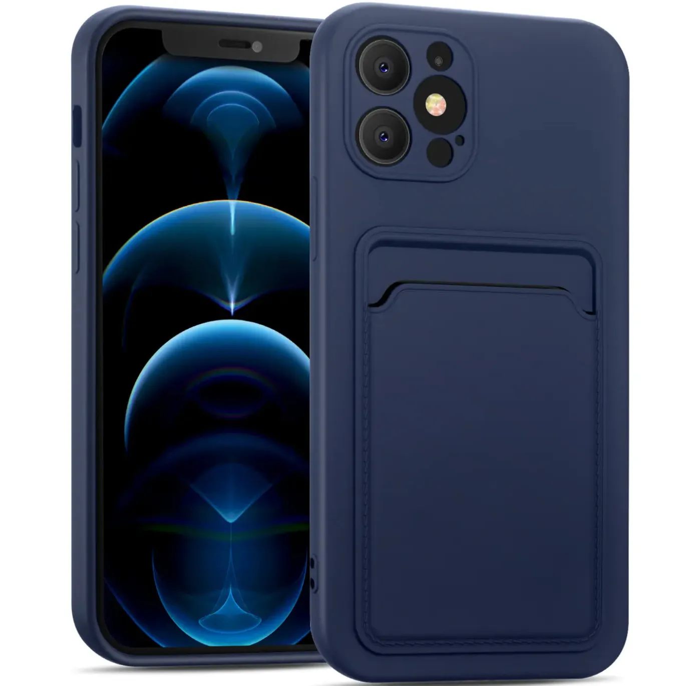 iPhone 12 Pro - Silikonhülle mit Kartenfach & Kameraschutz