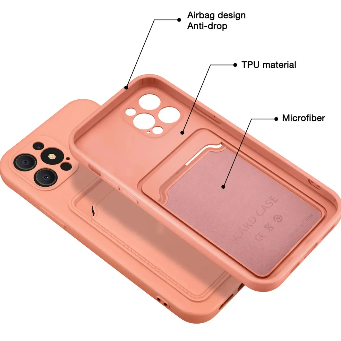 iPhone 12 Pro - Silikonhülle mit Kartenfach & Kameraschutz