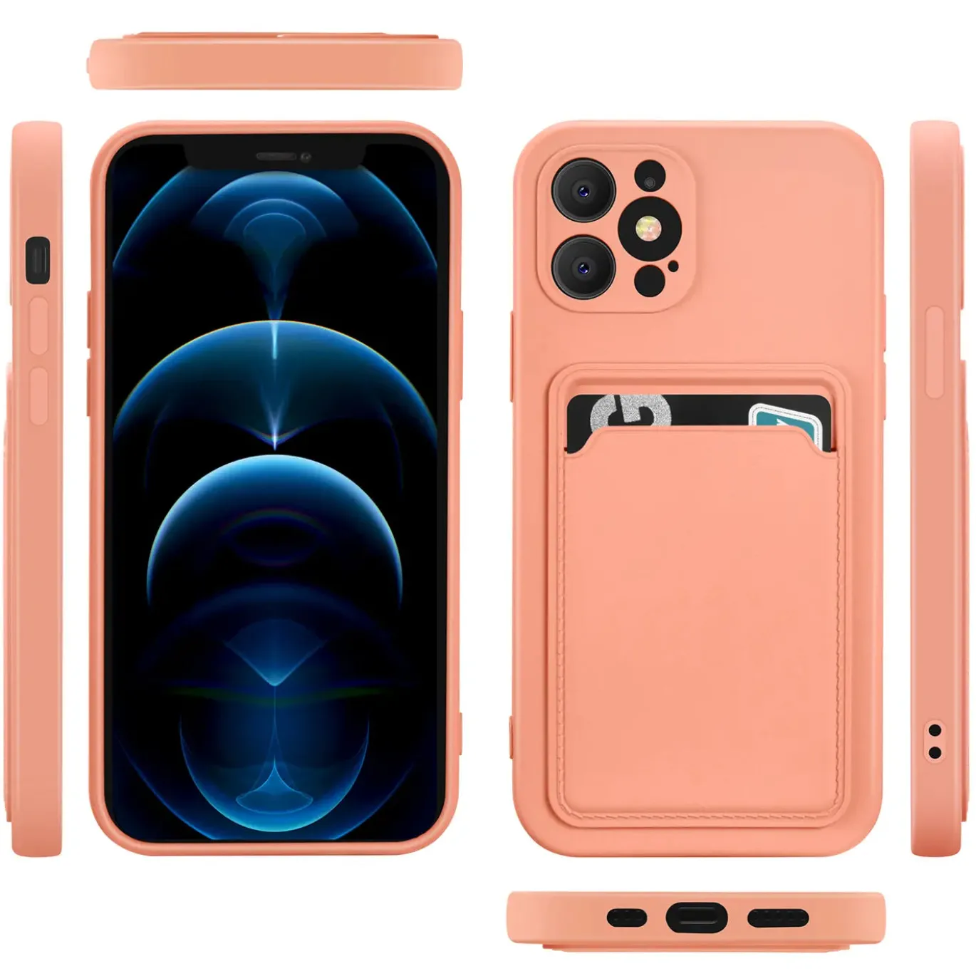 iPhone 12 Pro - Silikonhülle mit Kartenfach & Kameraschutz