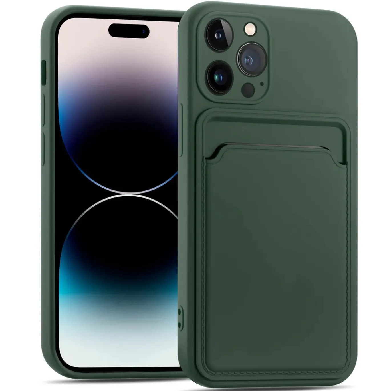iPhone 14 Pro - Silikonhülle mit Kartenfach & Kameraschutz