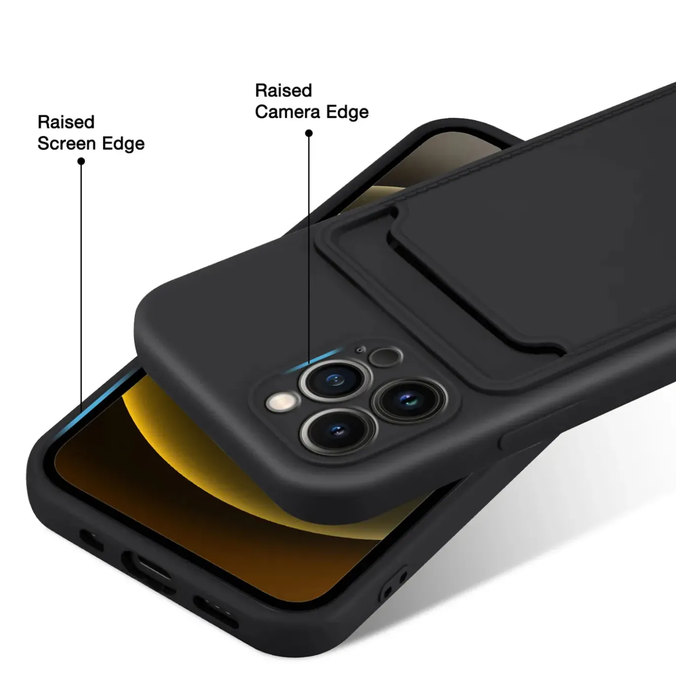 iPhone 14 Pro - Silikonhülle mit Kartenfach & Kameraschutz
