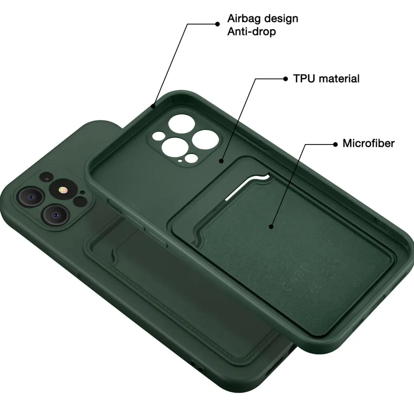 iPhone 14 Pro - Silikonhülle mit Kartenfach & Kameraschutz