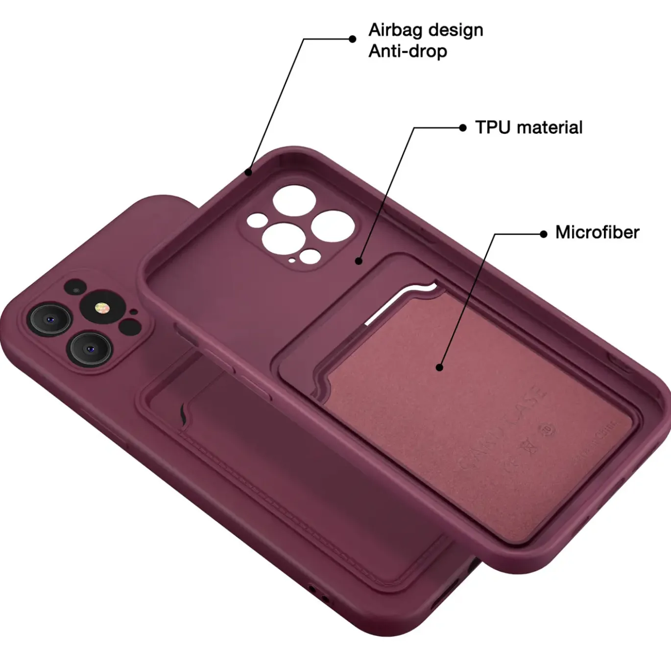 iPhone 14 Pro - Silikonhülle mit Kartenfach & Kameraschutz