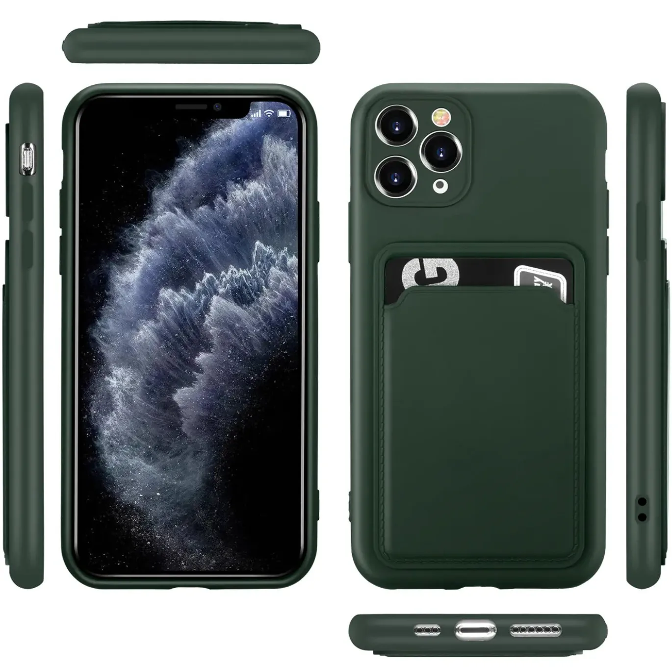 iPhone 11 Pro - Silikonhülle mit Kartenfach & Kameraschutz
