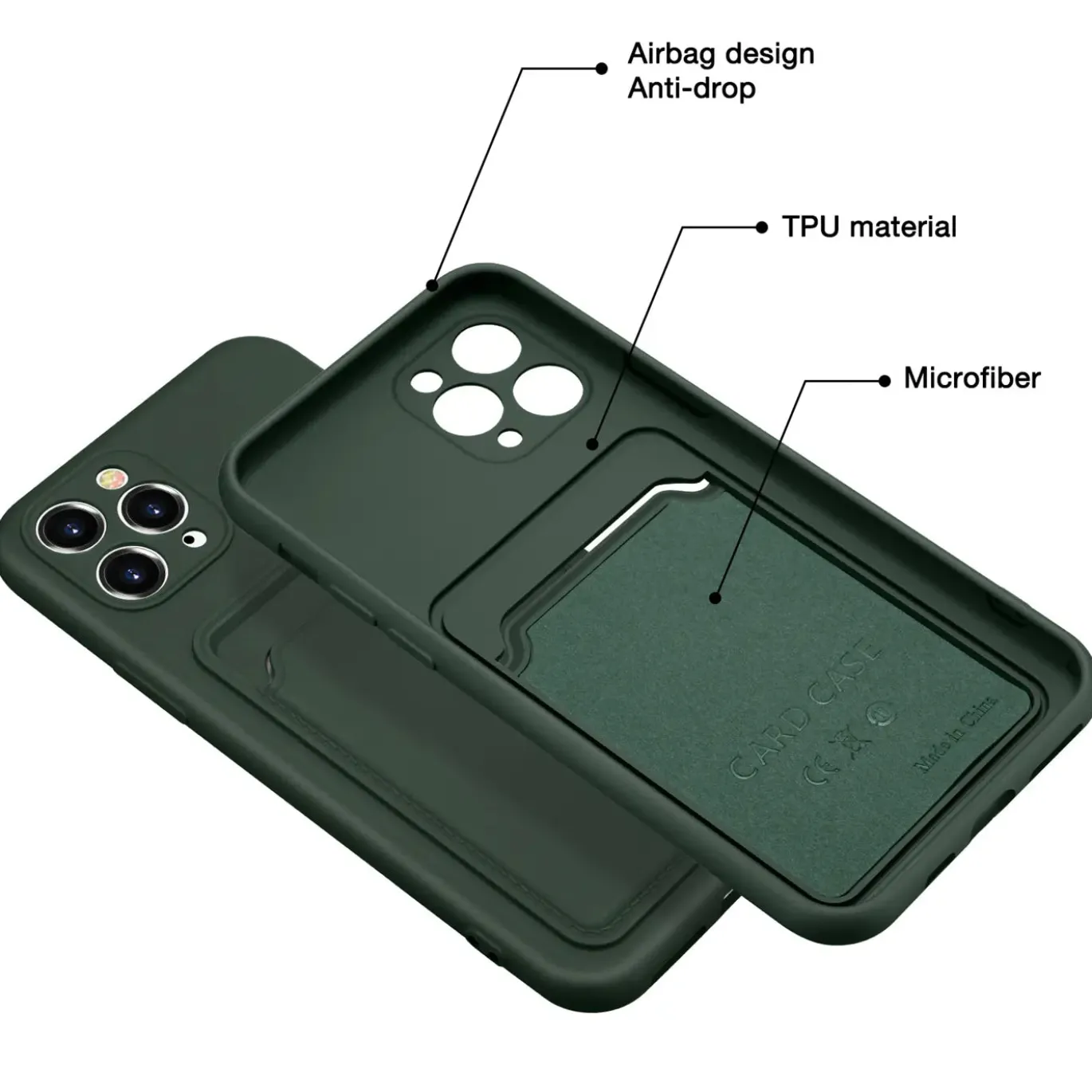 iPhone 11 Pro - Silikonhülle mit Kartenfach & Kameraschutz