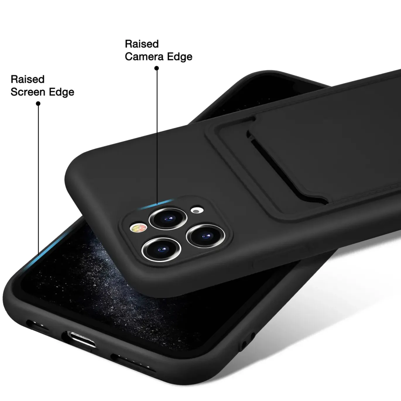 iPhone 11 Pro - Silikonhülle mit Kartenfach & Kameraschutz