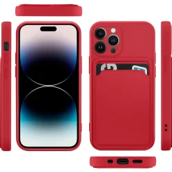 iPhone 15 Pro - Silikonhülle mit Kartenfach & Kameraschutz