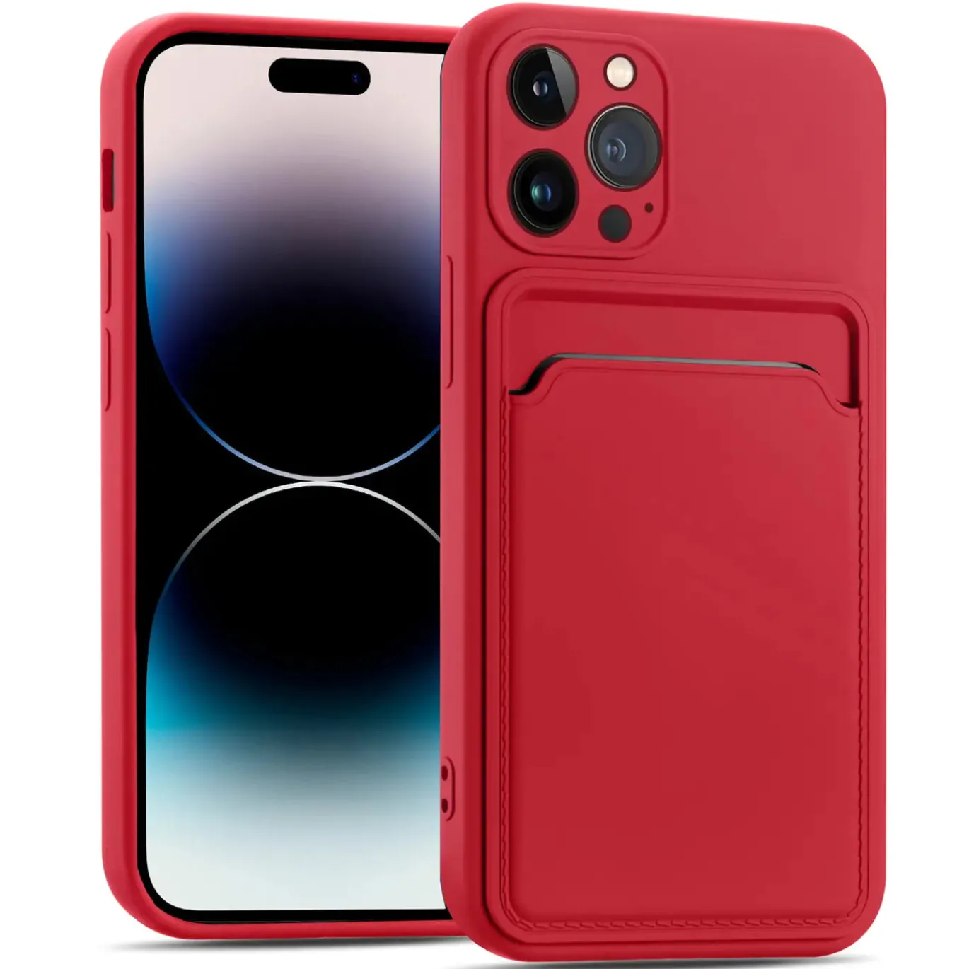 iPhone 15 Pro - Silikonhülle mit Kartenfach & Kameraschutz
