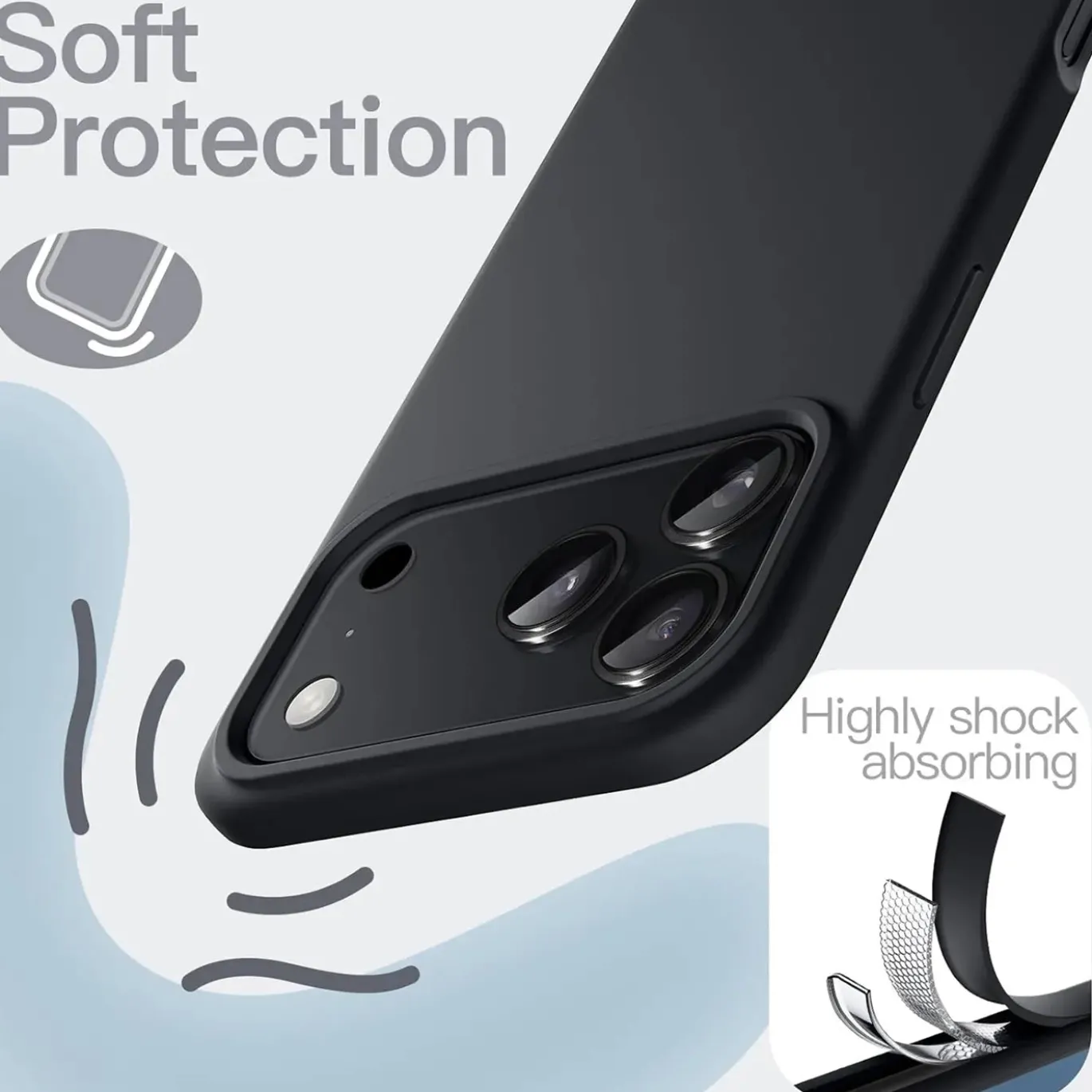 iPhone 17 Pro - Slim Silikon Backcover Schwarz