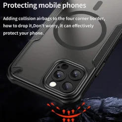 iPhone 12 Pro - Stoßfestes MagSafe Case in Schwarz mit halbtransparenter Rückseite