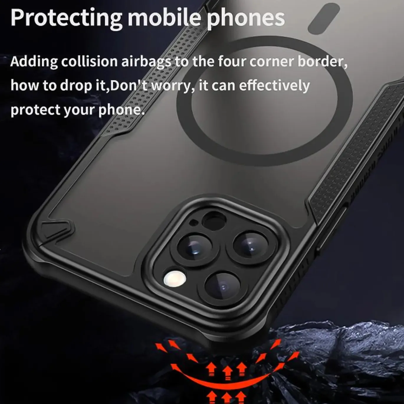 iPhone 12 Pro - Stoßfestes MagSafe Case in Schwarz mit halbtransparenter Rückseite
