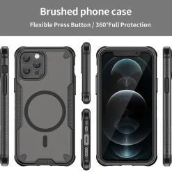 iPhone 12 Pro - Stoßfestes MagSafe Case in Schwarz mit halbtransparenter Rückseite