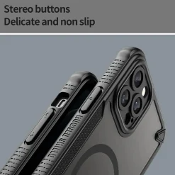 iPhone 12 Pro - Stoßfestes MagSafe Case in Schwarz mit halbtransparenter Rückseite