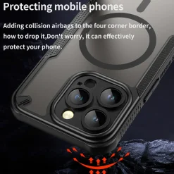 iPhone 14 Pro - Stoßfestes MagSafe Case in Schwarz mit halbtransparenter Rückseite
