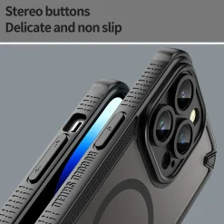 iPhone 14 Pro - Stoßfestes MagSafe Case in Schwarz mit halbtransparenter Rückseite