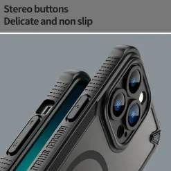 iPhone 13 Pro - Stoßfestes MagSafe Case in Schwarz mit halbtransparenter Rückseite