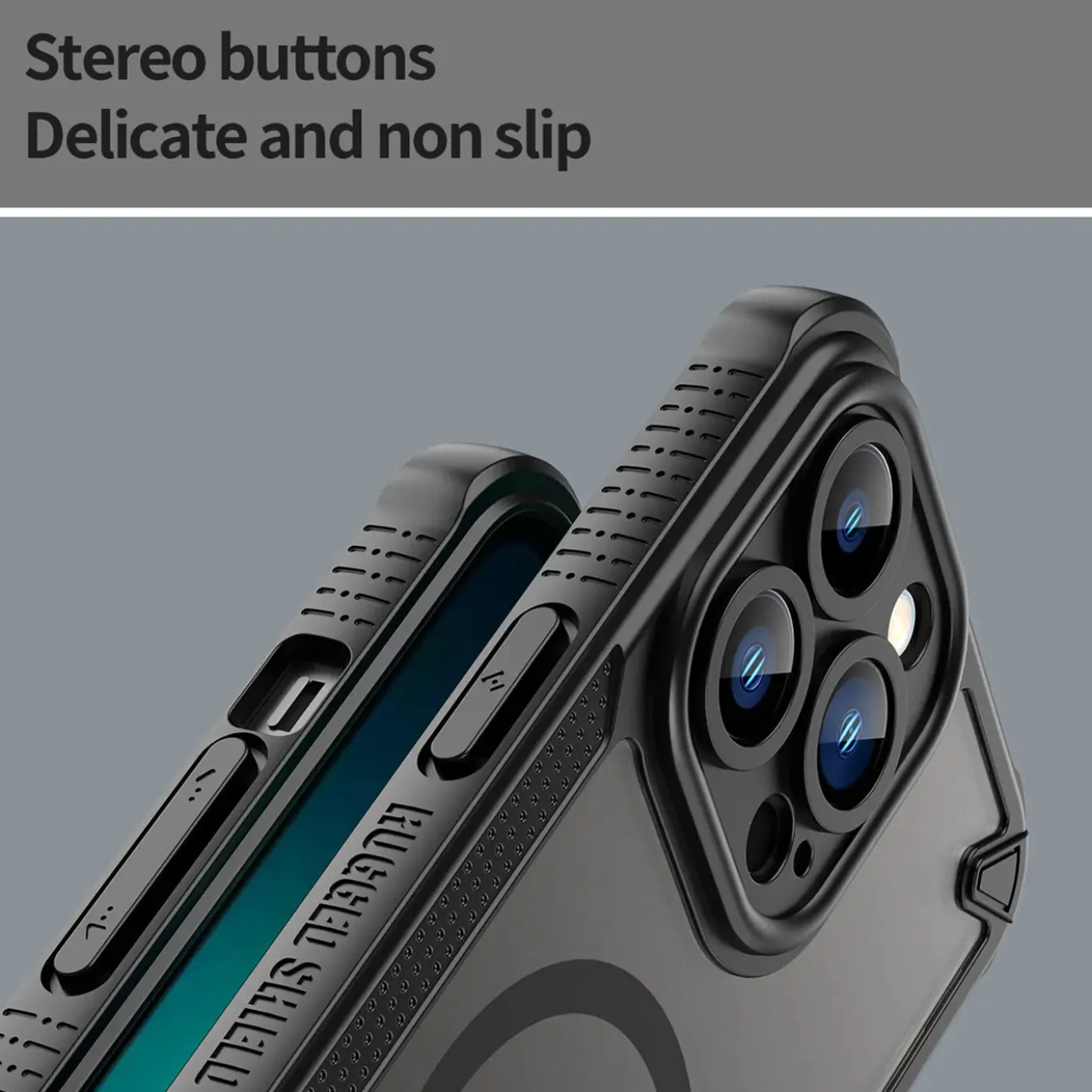 iPhone 13 Pro - Stoßfestes MagSafe Case in Schwarz mit halbtransparenter Rückseite