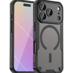 iPhone 17 Pro - Stoßfestes MagSafe Case in Schwarz mit halbtransparenter Rückseite