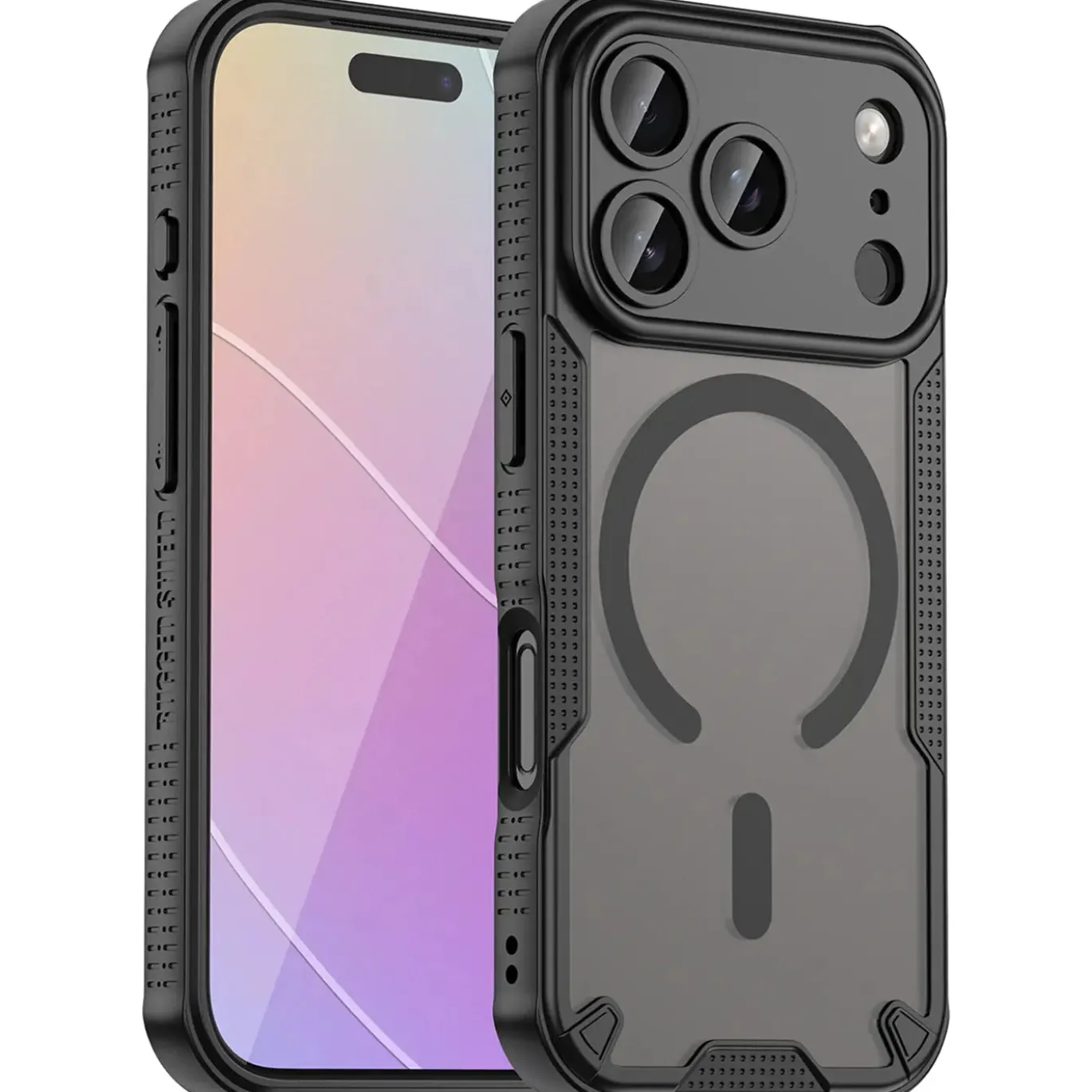 iPhone 17 Pro - Stoßfestes MagSafe Case in Schwarz mit halbtransparenter Rückseite