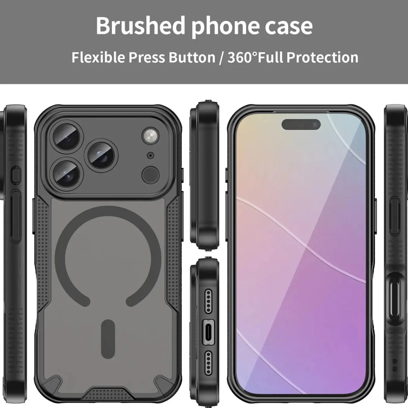 iPhone 17 Pro - Stoßfestes MagSafe Case in Schwarz mit halbtransparenter Rückseite