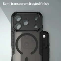 iPhone 17 Pro - Stoßfestes MagSafe Case in Schwarz mit halbtransparenter Rückseite