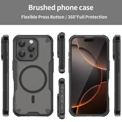 iPhone 16 Pro - Stoßfestes MagSafe Case in Schwarz mit halbtransparenter Rückseite
