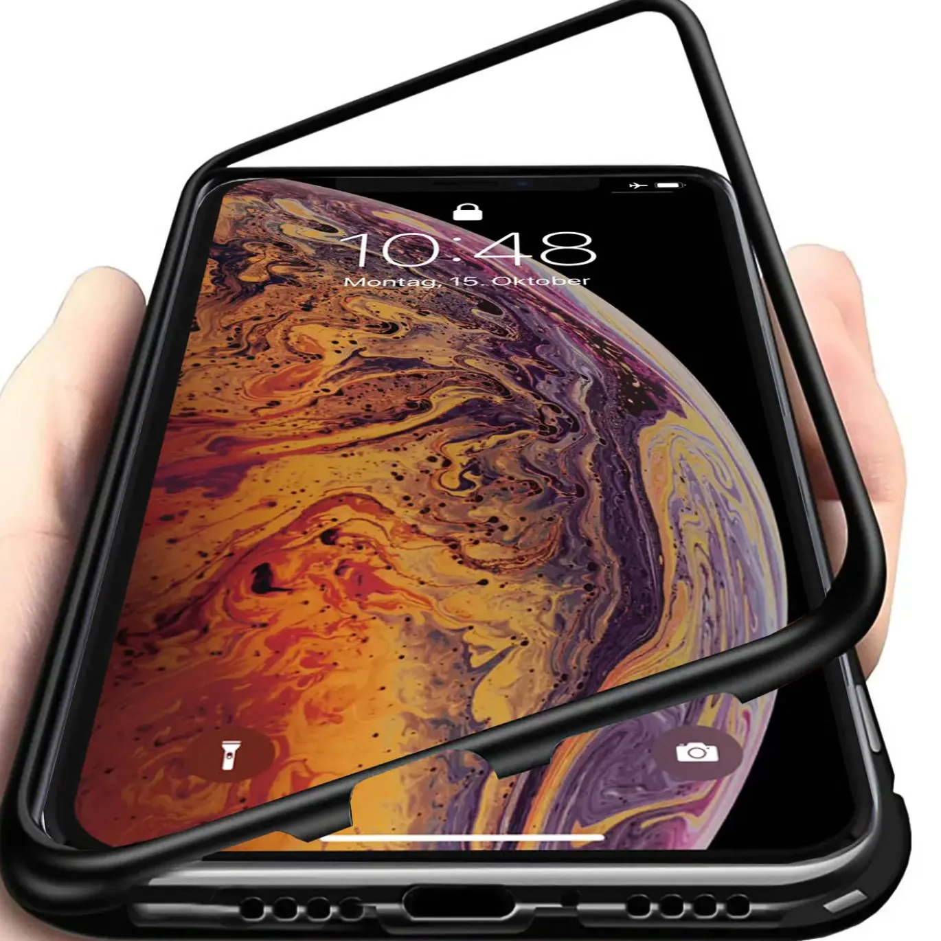 iPhone 12 Pro Max - Glas Hülle mit Metallrahmen