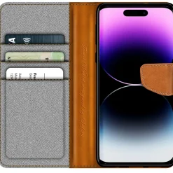 iPhone 14 Pro Max - Jeanslook Klapphülle mit Kartenfach