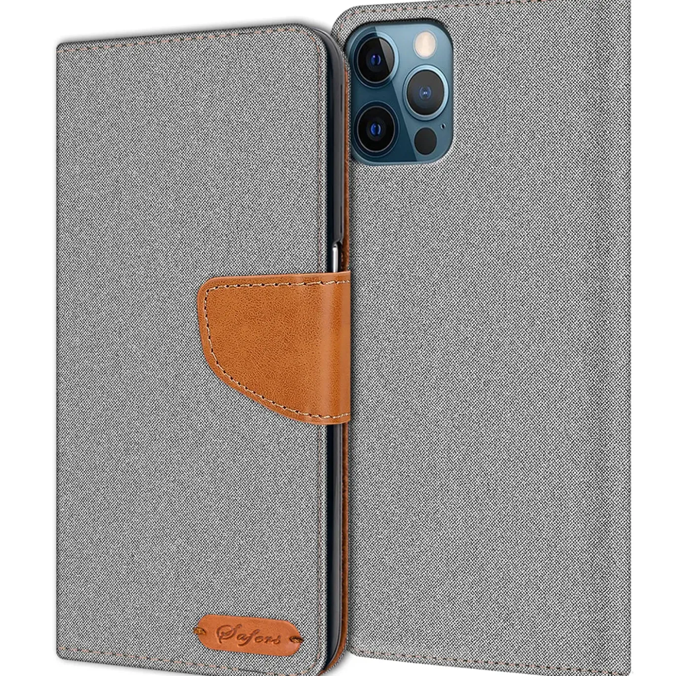 iPhone 12 Pro Max - Jeanslook Klapphülle mit Kartenfach