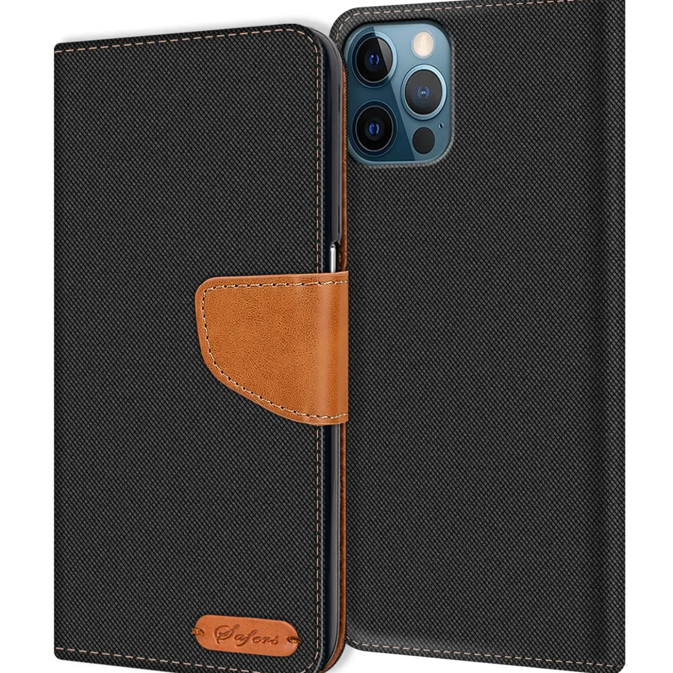 iPhone 12 Pro Max - Jeanslook Klapphülle mit Kartenfach