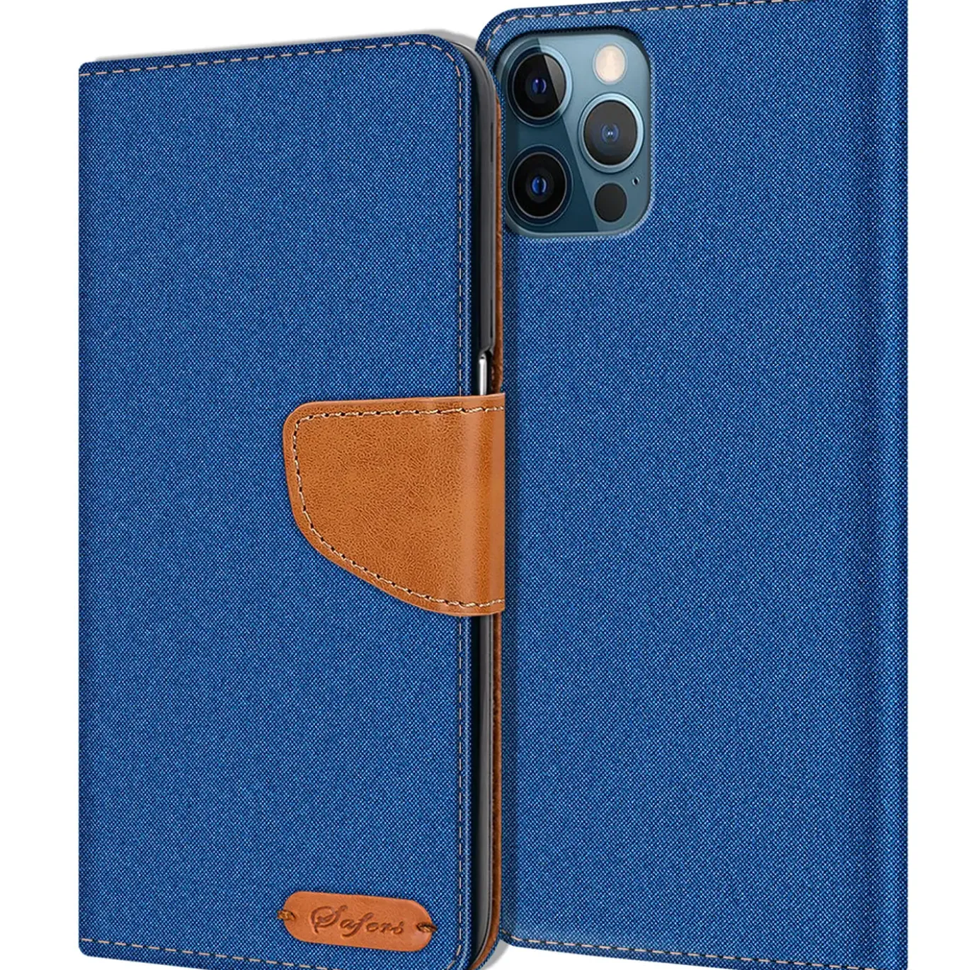 iPhone 12 Pro Max - Jeanslook Klapphülle mit Kartenfach