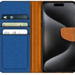 iPhone 16 Pro Max - Jeanslook Klapphülle mit Kartenfach