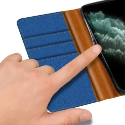 iPhone 11 Pro Max - Jeanslook Klapphülle mit Kartenfach