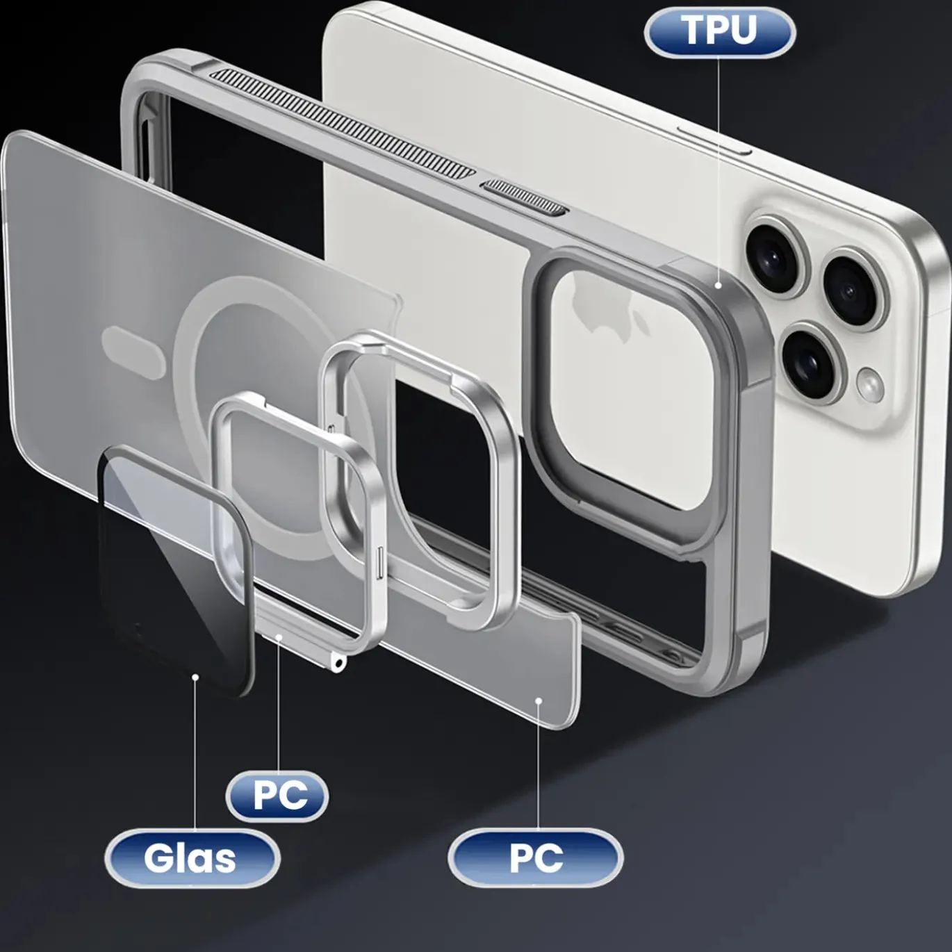 iPhone 15 Pro Max - MagSafe Hülle mit Glas & Schutzfunktion