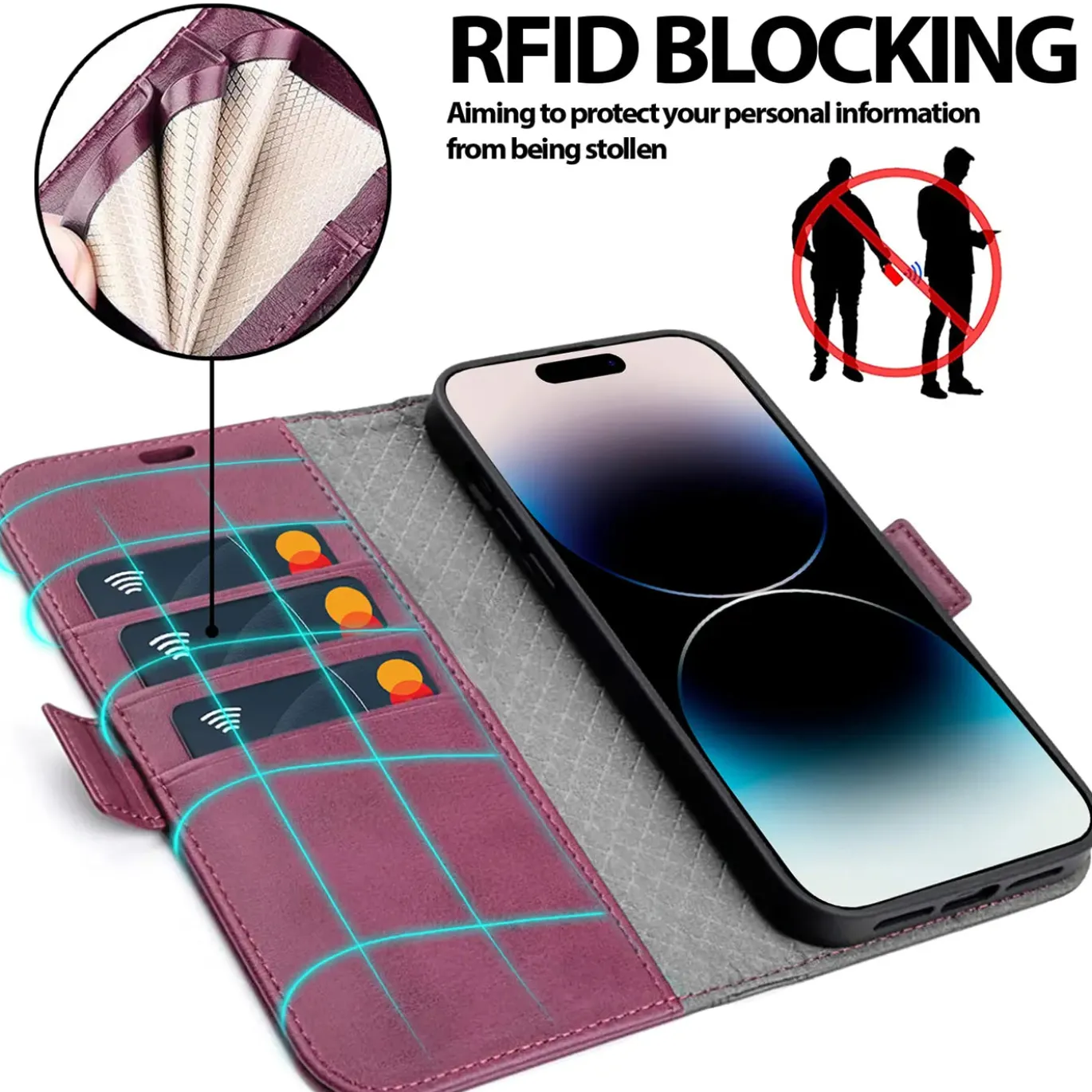 iPhone 14 Pro Max - Robuste Klapphülle mit RFID Block