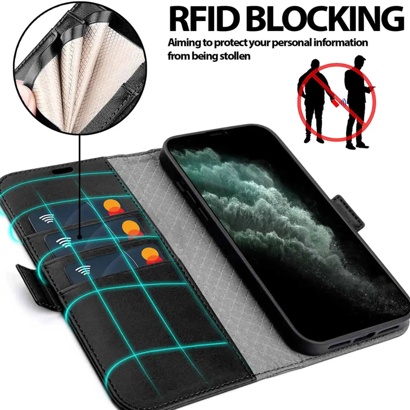iPhone 11 Pro Max - Robuste Klapphülle mit RFID Block