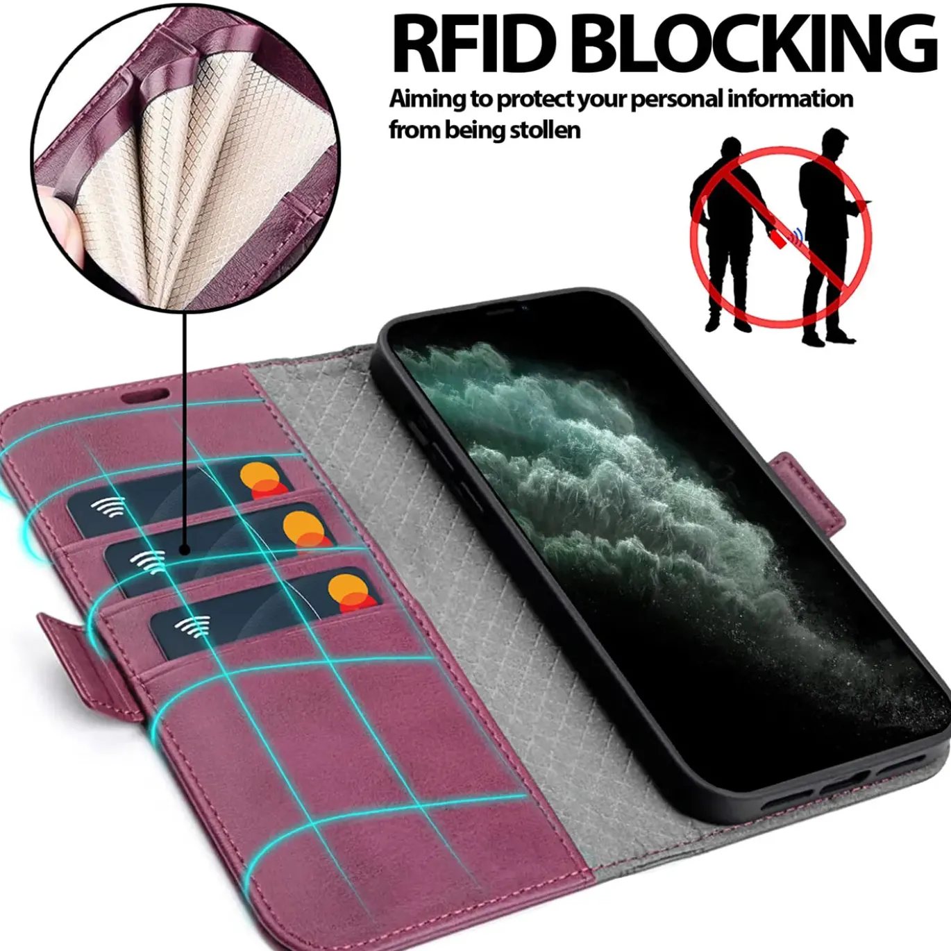iPhone 11 Pro Max - Robuste Klapphülle mit RFID Block