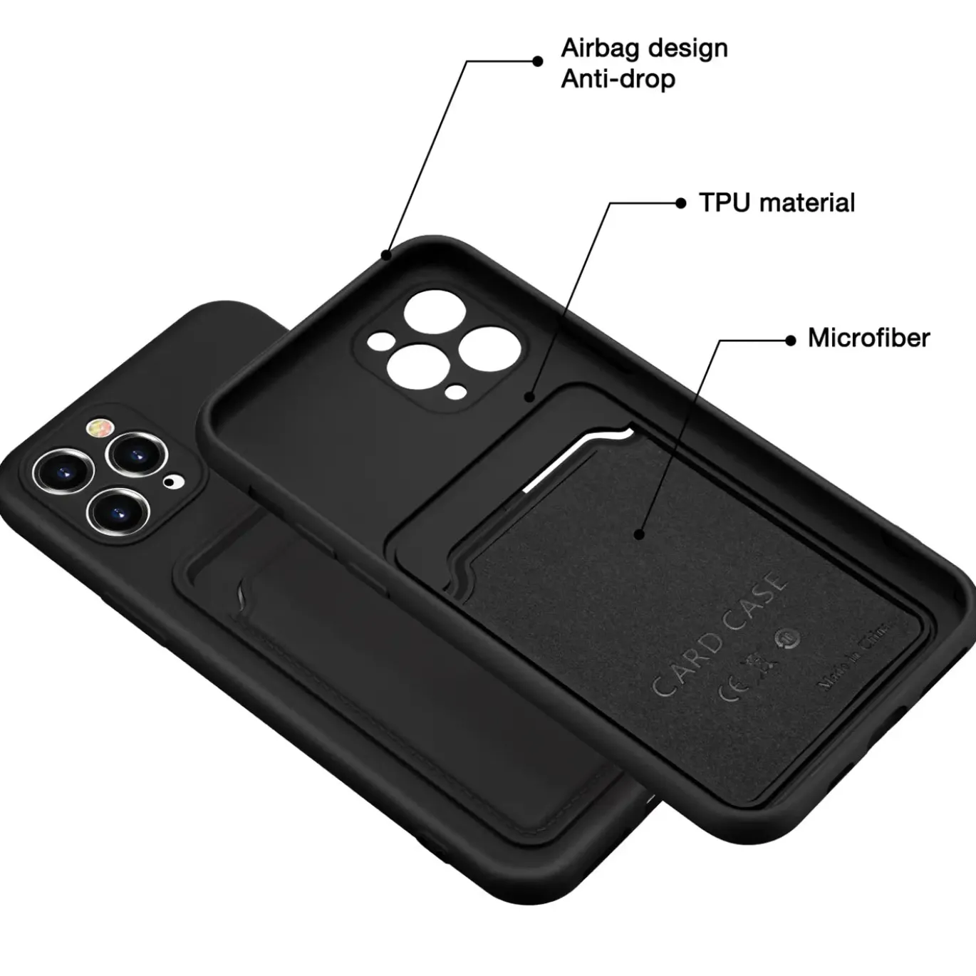 iPhone 11 Pro Max - Silikonhülle mit Kartenfach & Kameraschutz